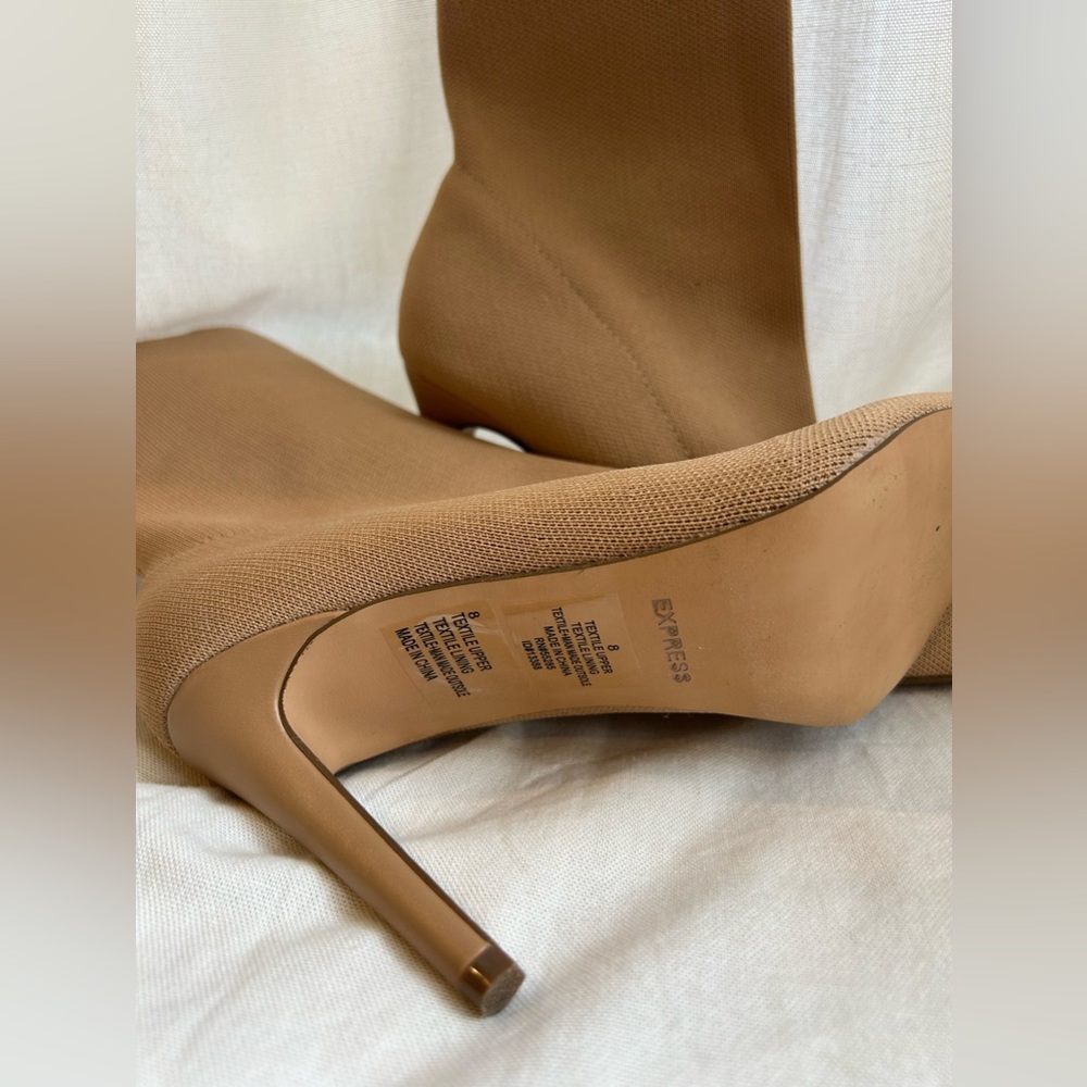 Express Size 8 Bootie Heels, camel color, gently used